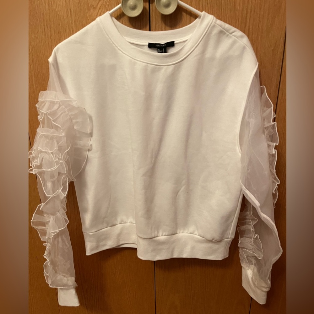 Forever 21 White Long-sleeve Sweatshirt.